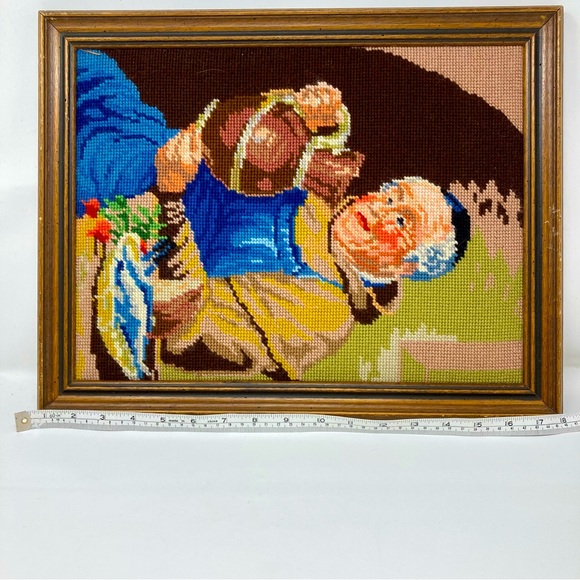 Large vintage framed cross stitch friar. - Picture 5 of 7